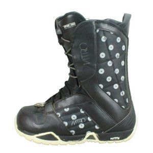 Nitro Barrage TLS Black Leather Twin Lacing System Snowboard Boots Size 8